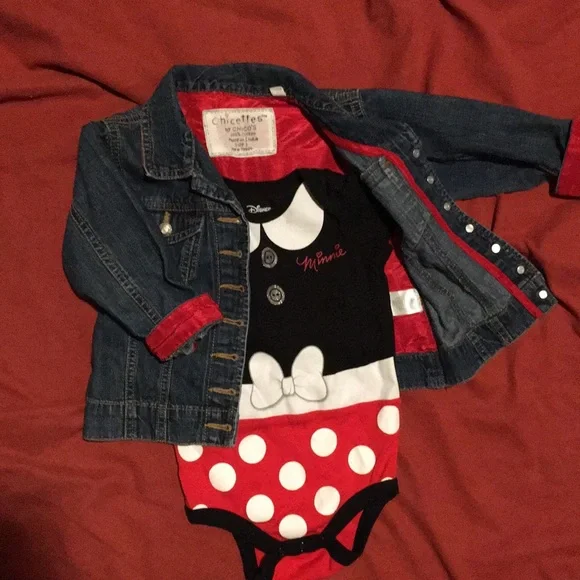 2 pieces for sale, size 18-24 month denim jacket and mini mouse bodysuit. - Picture 3 of 8